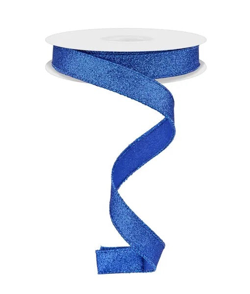 5/8"X10YDS SHIMMER GLITTER ROYAL BLUE WIRED RIBBON - Burlap and Bling Decor