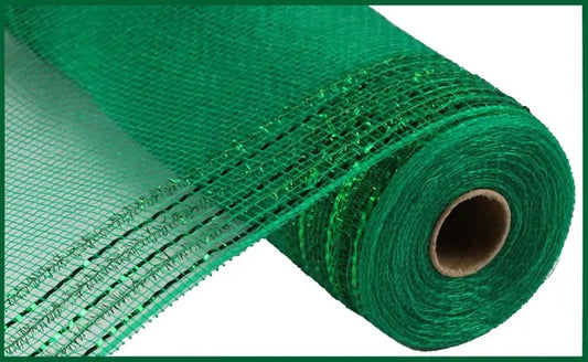 10.25"X10YD TINSEL/FOIL WIDE BORDER MESH EMERALD GREEN - Burlap and Bling Decor