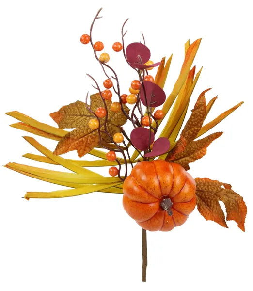 15"L PUMPKIN/BERRY/LEAF/GRASS SPRAY ORANGE/BROWN/MUSTARD/BURG/IVRY - Burlap and Bling Decor