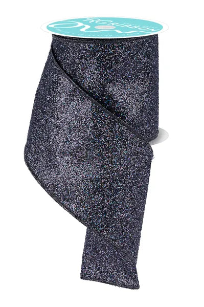 4"X10YD LASER GLITTER BLACK - Burlap and Bling Decor