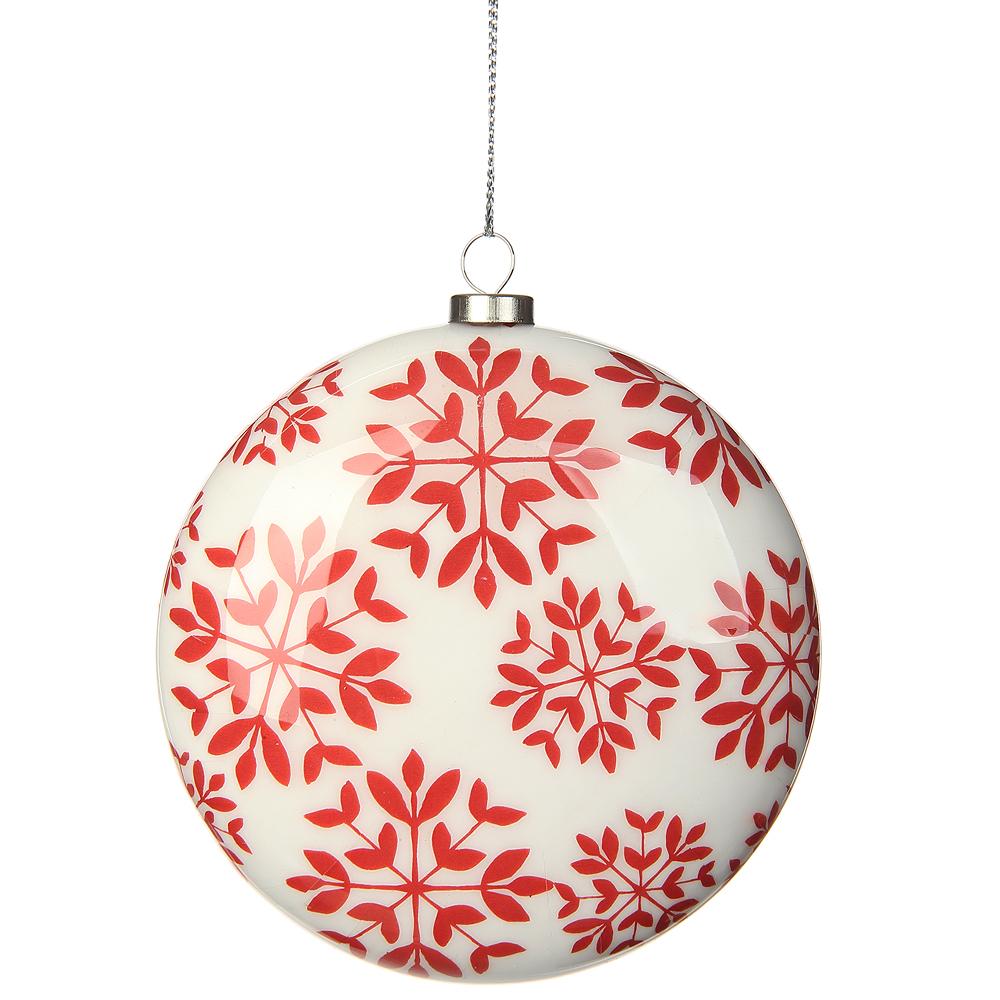 4" Snowflake Ornament Red White - Burlap and Bling Decor