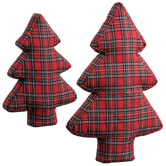 10.5"-15" Plaid Tree Table Top (2 ea/set) Red Green