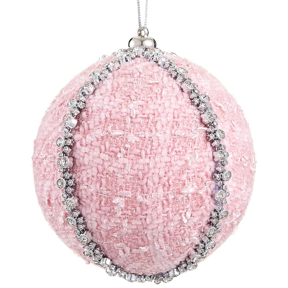 5" Diamond Metallic Yarn Ball Ornament Pink