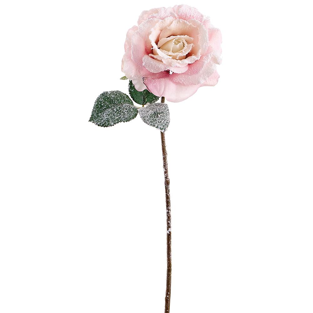 22"SNOWED ROSE SPRAY PK - Burlap and Bling Decor