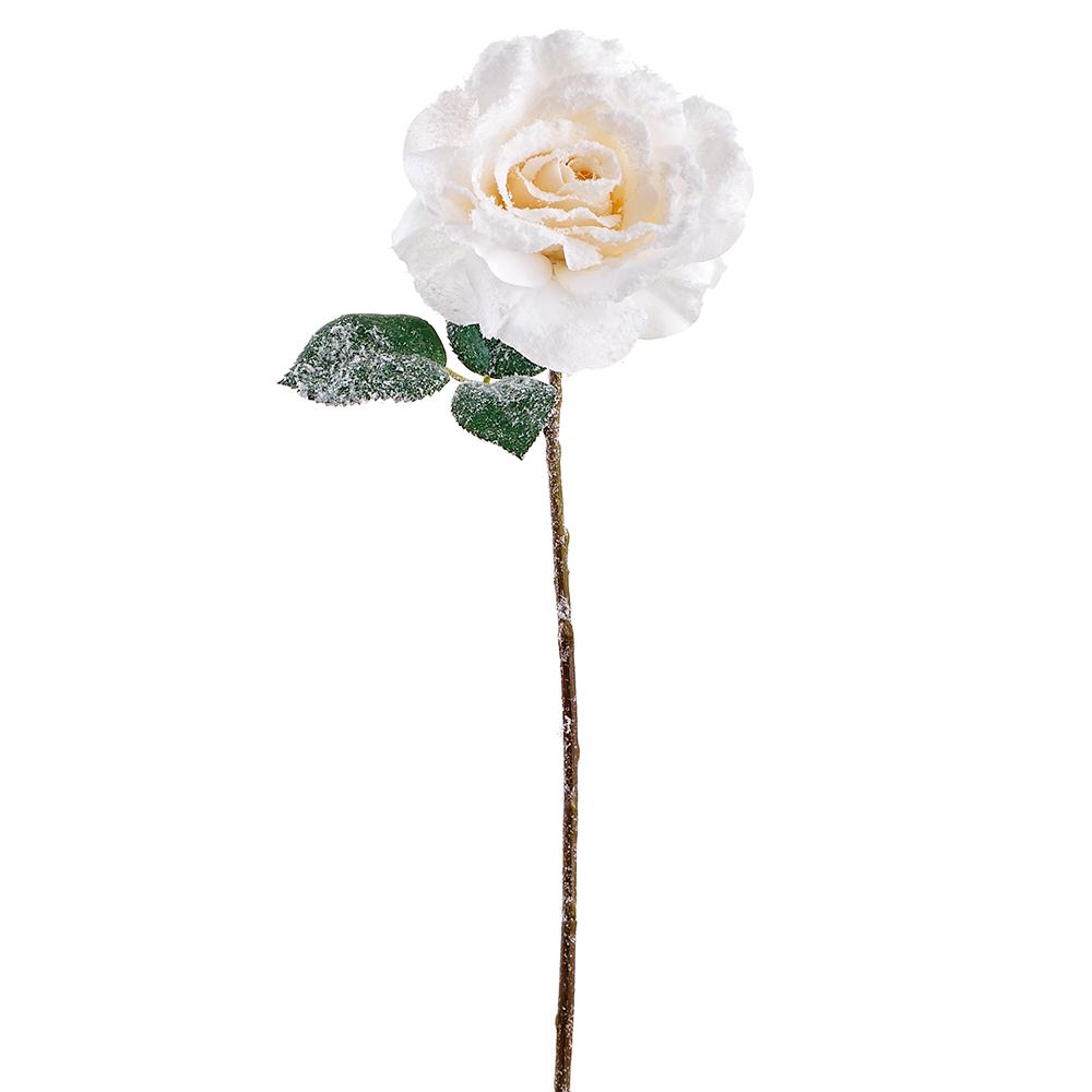 22"SNOWED ROSE SPRAY WH - Burlap and Bling Decor