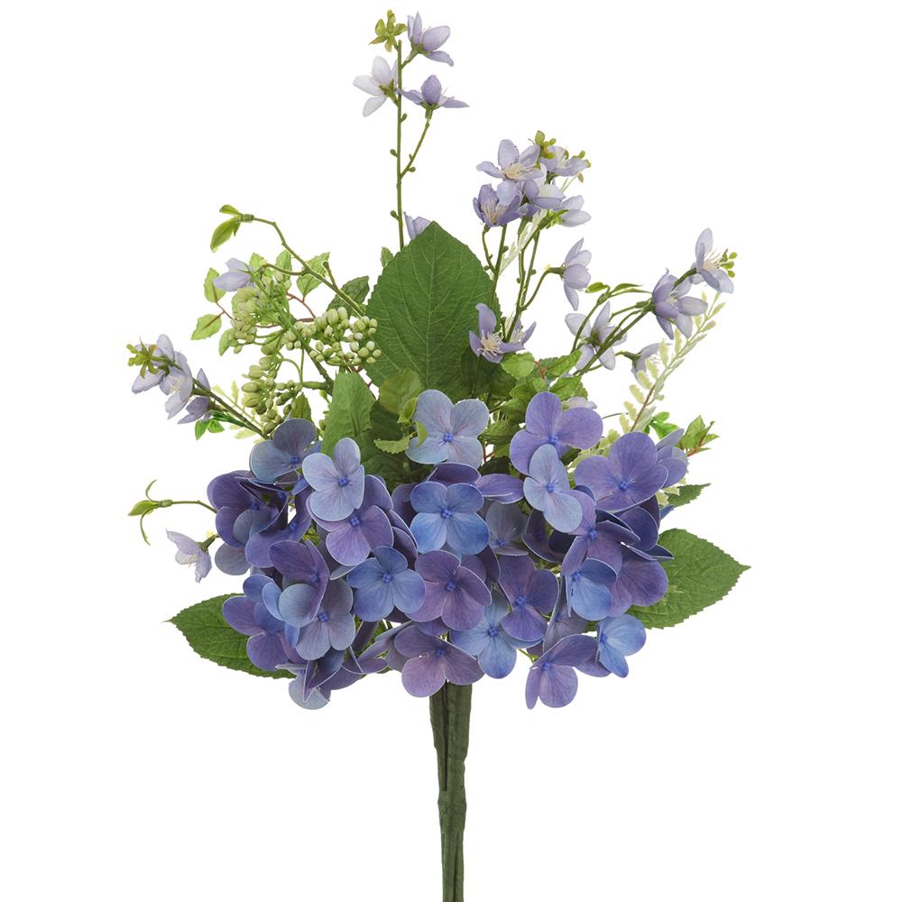 21" Hydrangea/Rose Myrtle/Mint Bouquet Helio - Burlap and Bling Decor