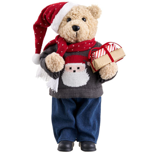 16" Holiday Bear Holding Gift Boxes Mixed