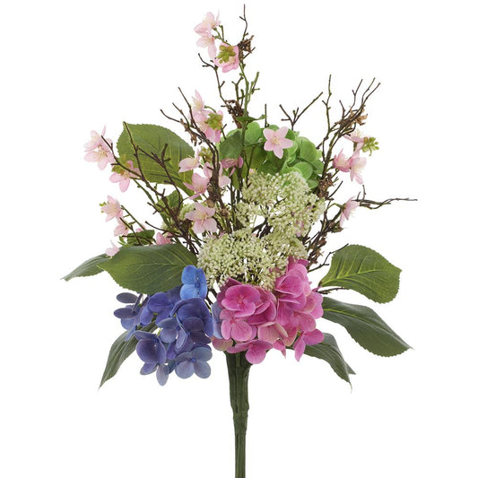 21" Hydrangea/Blossom/Queen Anne's Lace Bouquet Mixed - Burlap and Bling Decor