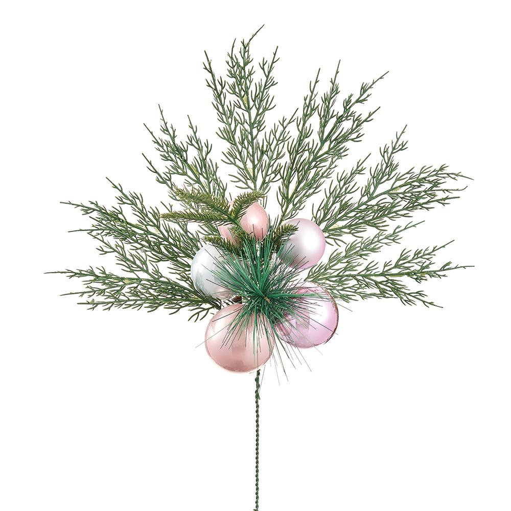 18" Mixed Pine Ball Pick Pink Pearl