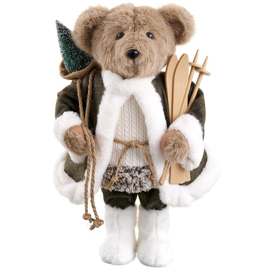 18" Holiday Bear White Brown