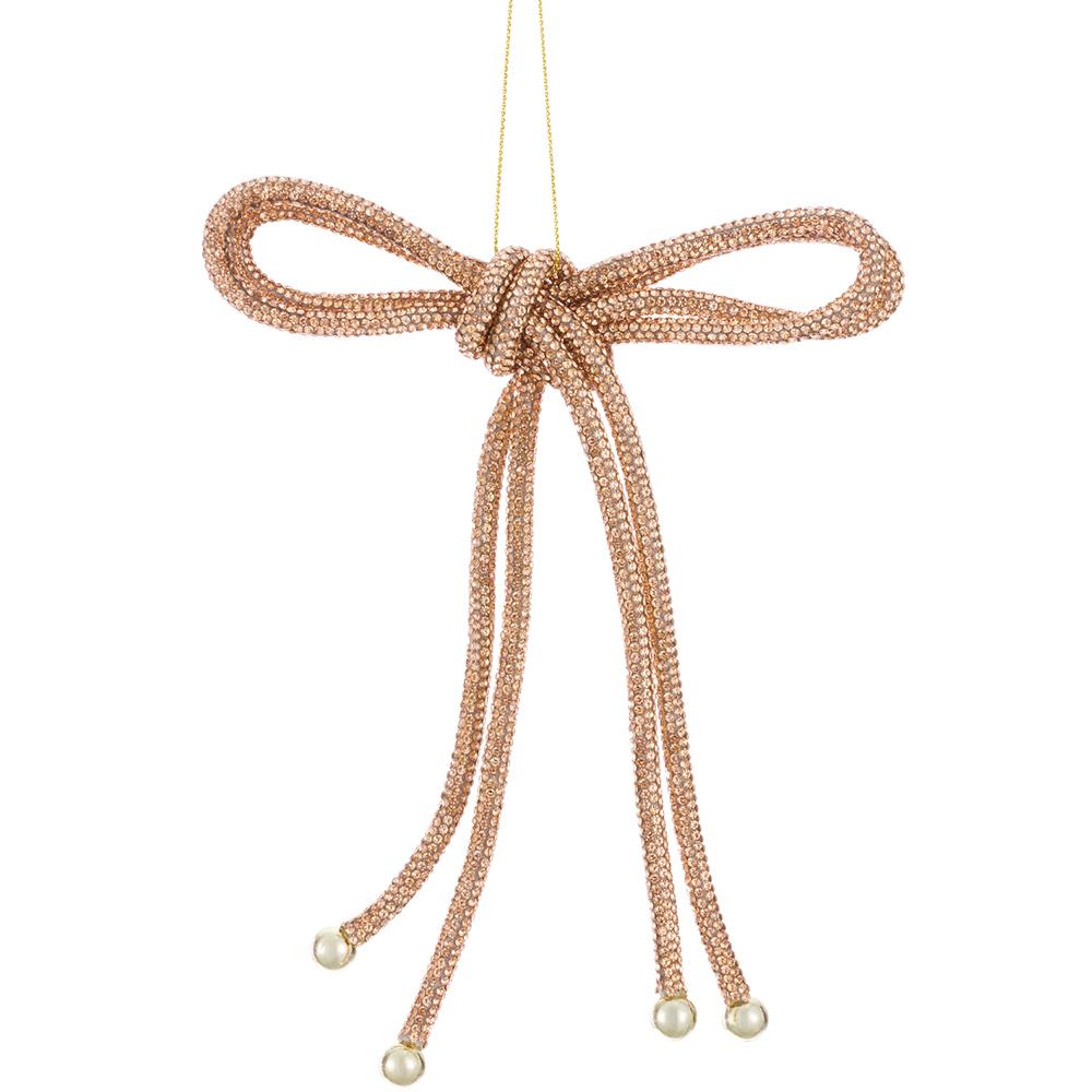 7" Diamond Bow Ornament Rose Gold