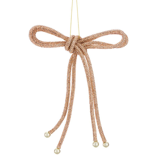 7" Diamond Bow Ornament Rose Gold