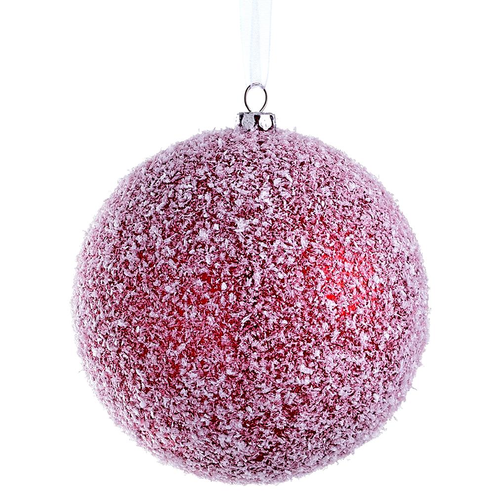 4" Flocked Ball Ornament Red White - Burlap and Bling Decor