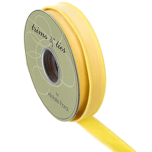 1"WX10YD VELVET RIBBON YELLOW WIRED RIBBON