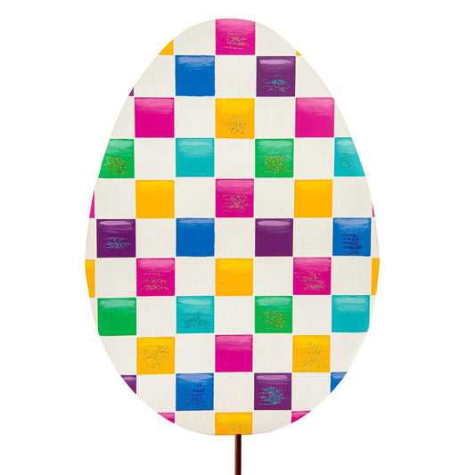 Colorful Checked Egg - Burlap and Bling Decor
