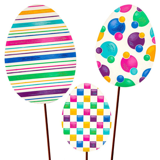 Colorful Patterned Eggs Set of 3 - Burlap and Bling Decor