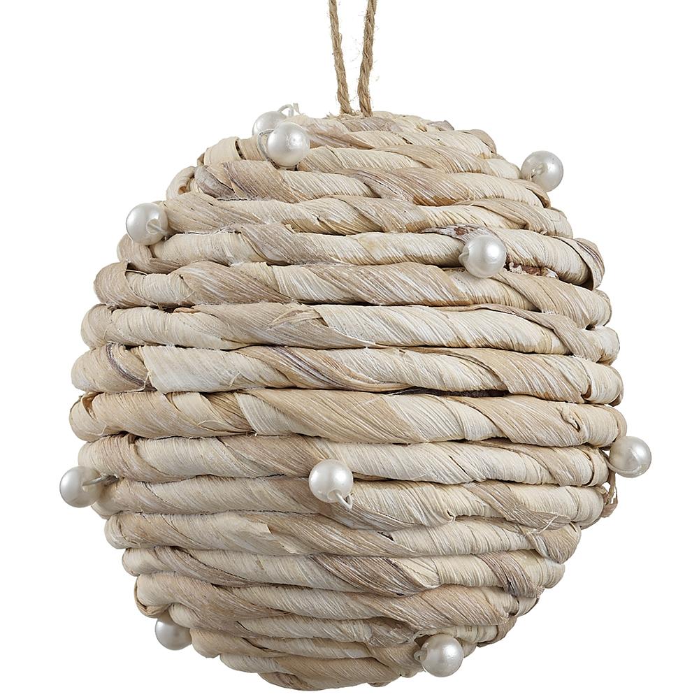 4"PEARL CORN HUSK BALL ORNAMENT