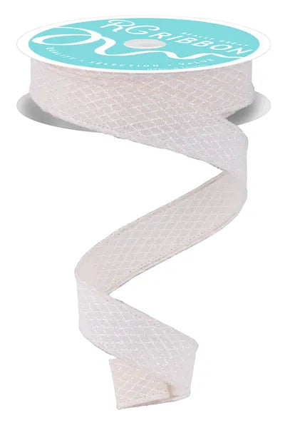 7/8"X10YD MINI HARLEQUIN CREAM/WHITE WIRED RIBBON - Burlap and Bling Decor
