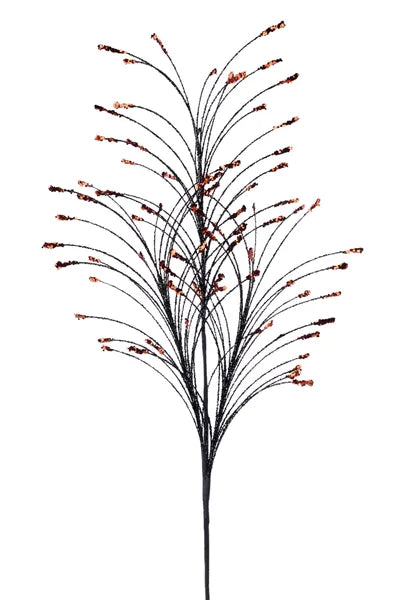 35"L GLITTER/HEX GLTTR FISHLINE SPRAY BLACK/ORANGE - Burlap and Bling Decor