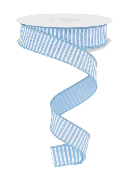 7/8"X10YD HORIZONTAL STRIPES/ROYAL PALE BLUE/WHITE - Burlap and Bling Decor