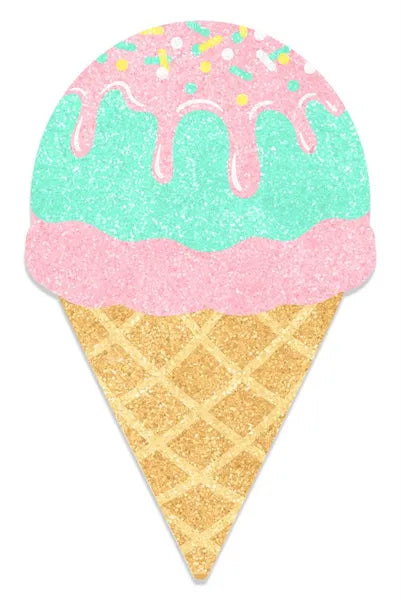 20"H X 12.5"W EVA ICE CREAM CONE LT PINK/MINT/GOLD - Burlap and Bling Decor