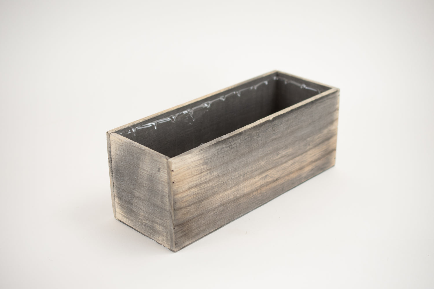 a gray wood window box