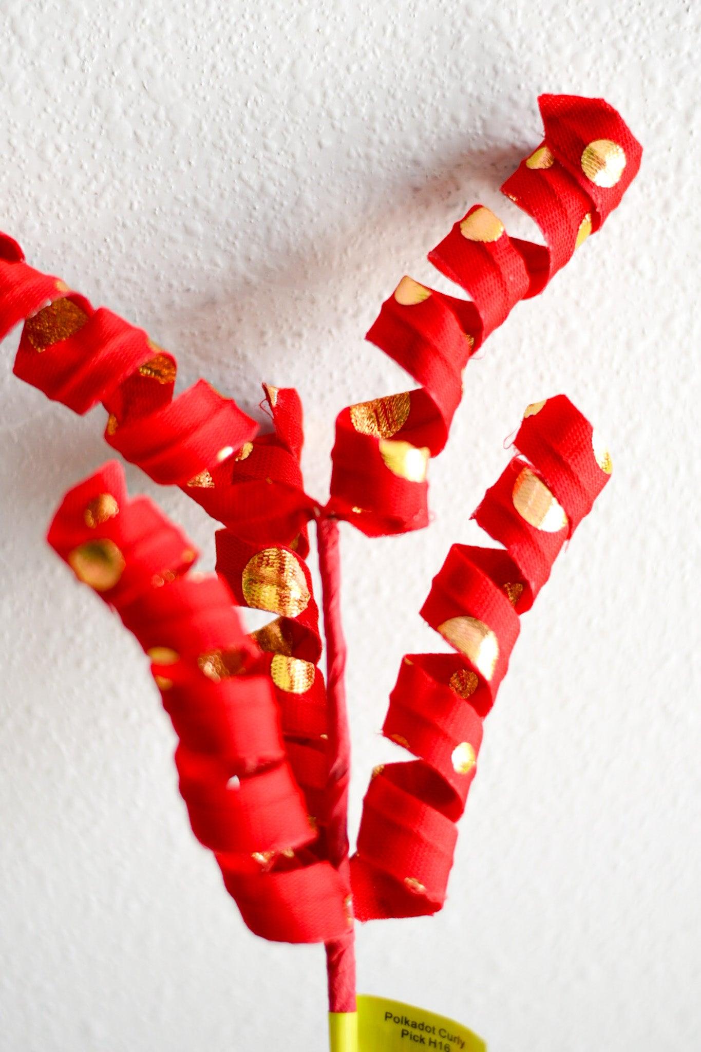 Polkadot Curly Pick Red - Burlap and Bling Decor