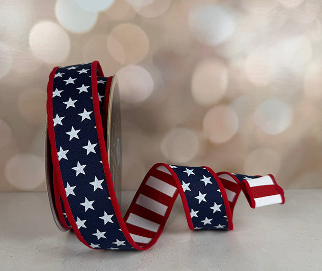 a roll of stars and stripes ribbon