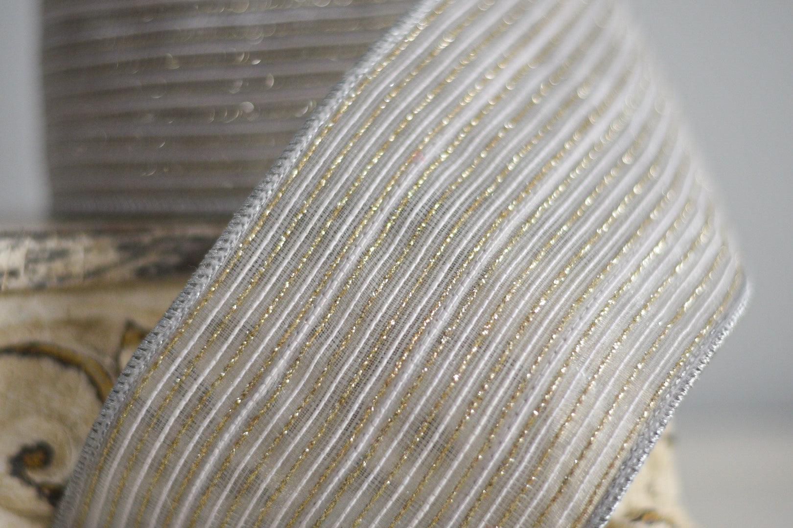 TINSEL STRIPES 4"X10YD / SILVER - Burlap and Bling Decor