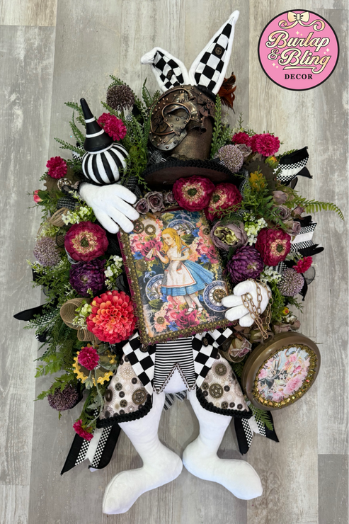 Running Late Rabbit Oversized Wreath | Burlap and Bling Decor