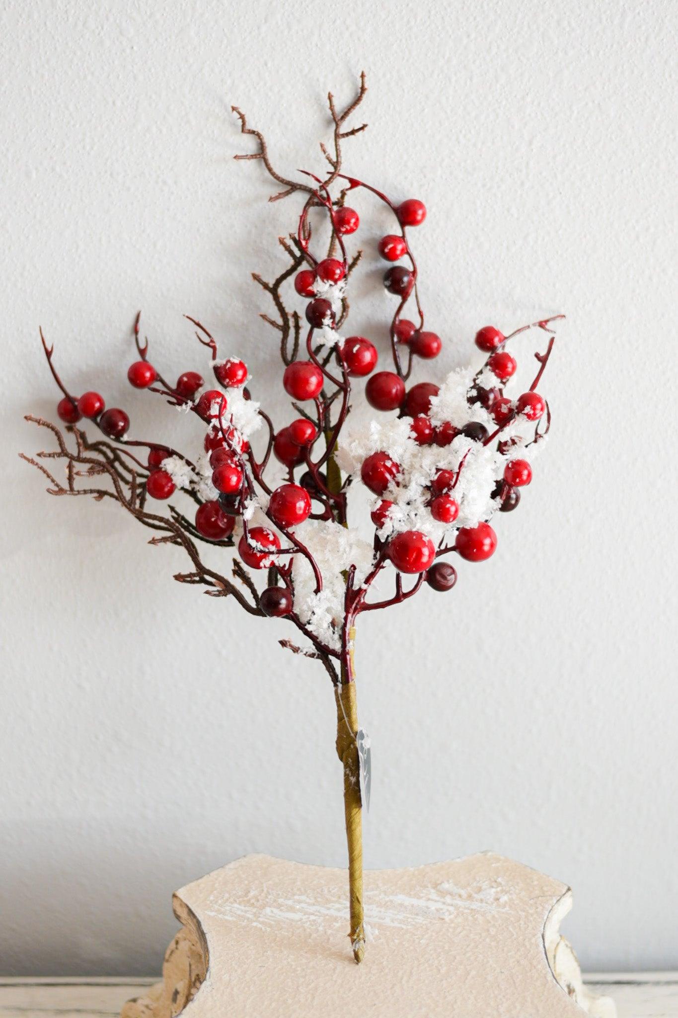 Winter Snow Red Berry Pick - Burlap and Bling Decor