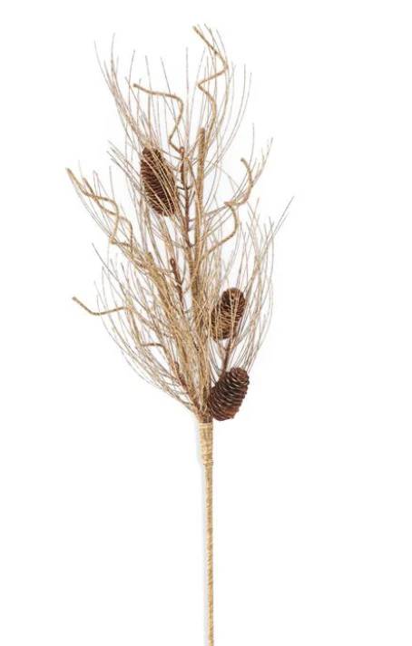 Artificial dried pine wreath branch with pinecones 
