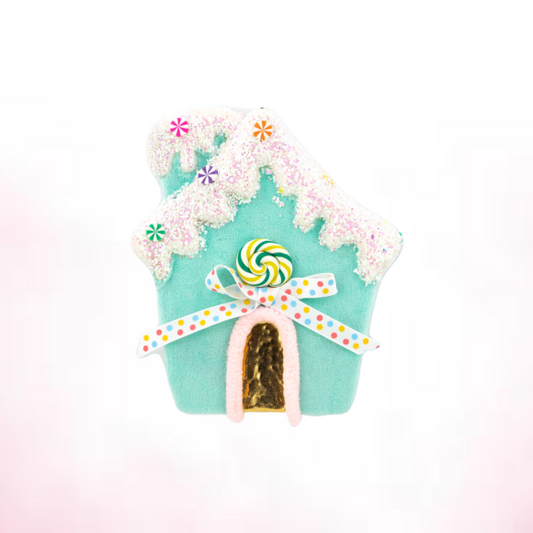 6in Blue candy house ornament