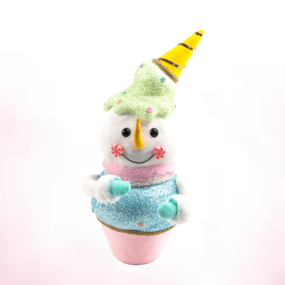 15in Snowman Cupcake w/Ice Cream - Burlap and Bling Decor