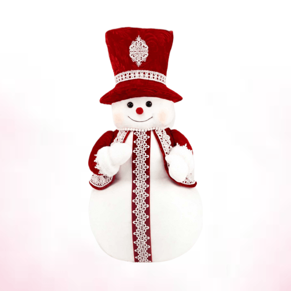 25.5in Red/Lace Snowman - Burlap and Bling Decor