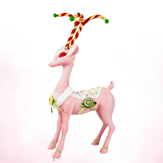 30in Pink Candy Deer w/Stripe Antlers - Burlap and Bling Decor