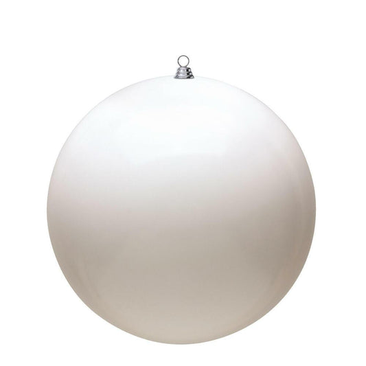 4.75" White Shiny Ball - Burlap and Bling Decor