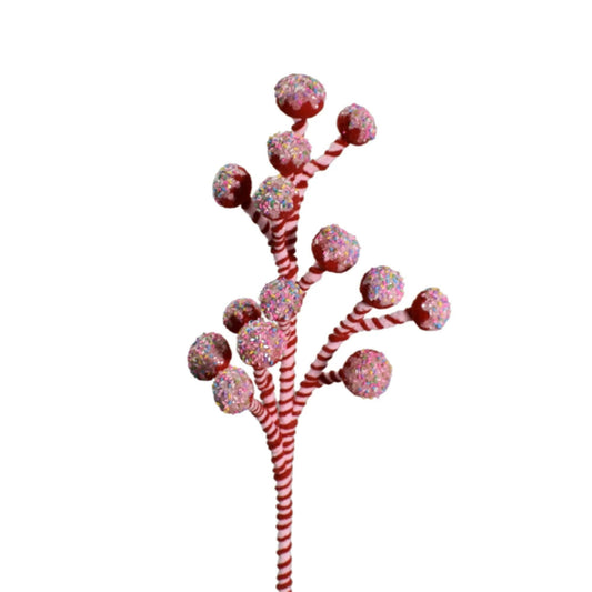 Candied Cherry Spray 28in - Red/Pink/Multi - Burlap and Bling Decor