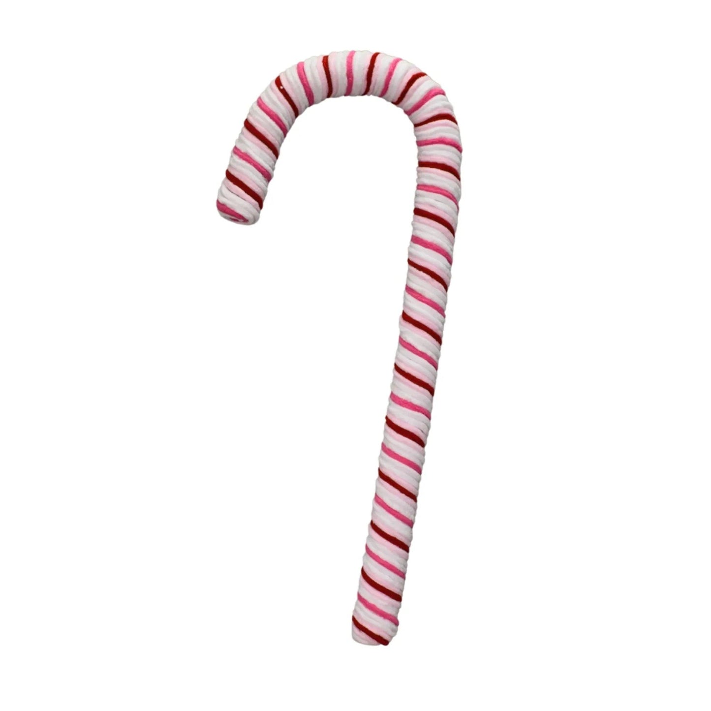 Chenille Peppermint Christmas Candy Cane 24in - Pink/Red/White - Burlap and Bling Decor