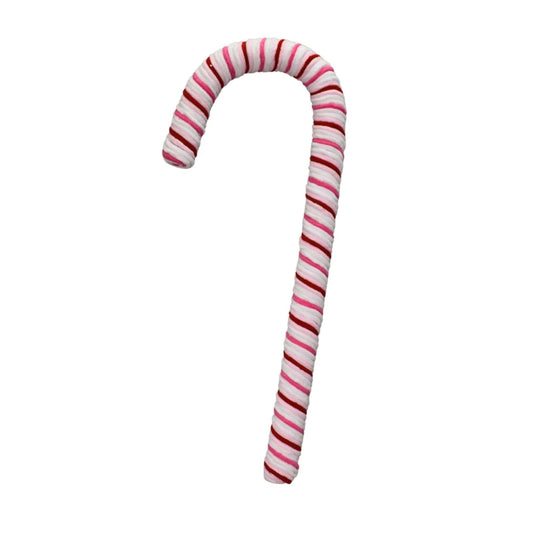 Chenille Peppermint Christmas Candy Cane 24in - Pink/Red/White - Burlap and Bling Decor