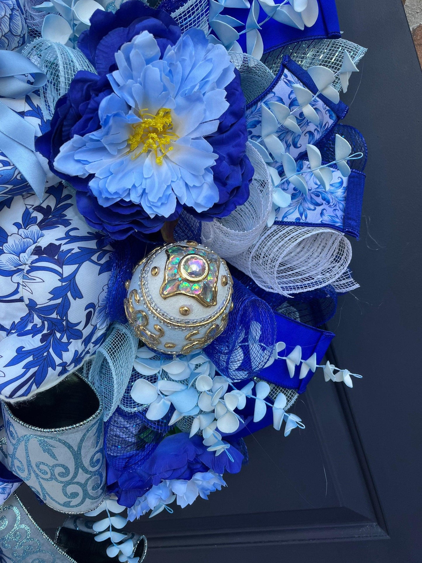 Easter Wreath Blue Decor - Burlap and Bling Decor